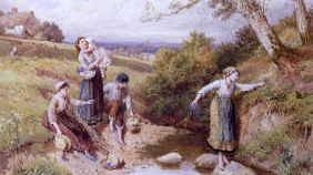 Photo of "THE PRIMROSE GATHERERS." by MYLES BIRKET FOSTER
