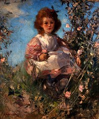 Photo of "PORTRAIT OF A CHILD AMONGST FLOWERS" by EDWARD ARTHUR WALTON
