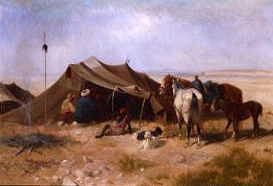 Photo of "A BEDOUIN ENCAMPMENT IN SYRIA, 1875" by RICHARD BEAVIS