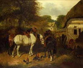 Photo of "PLOUGH HORSES IN A FARMYARD, 1853" by JOHN FREDERICK SNR. HERRING