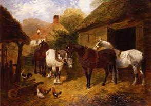 Photo of "A FARMYARD SCENE WITH HORSES" by JOHN FREDERICK JNR HERRING