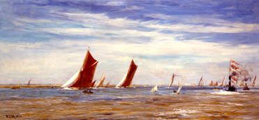 Photo of "GAFF-RIGGED BARGES RACING ON THE MEDWAY, 1896" by WILLIAN LIONEL WYLLIE