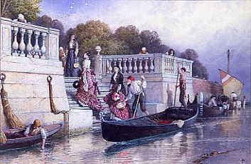 Photo of "THE STEPS OF THE PUBLIC GARDENS, VENICE." by MYLES BIRKET FOSTER