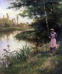 Photo of "A WALK BY THE RIVER." by ALFRED AUGUSTUS SEN. GLENDENING