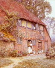 Photo of "COTTAGE AND BEEHIVES, NEAR WITLEY." by HELEN ALLINGHAM