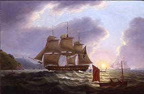 Photo of "A FRIGATE ENTERING PLYMOUTH HARBOUR, SUNSET" by THOMAS LUNY