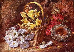Photo of "A FLOWER BASKET AND BIRDS NEST." by VINCENT CLARE