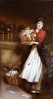 Photo of "A LONDON FLOWER GIRL, 1887" by AUGUSTUS E. MULREADY