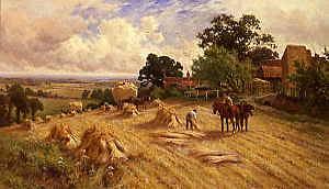 Photo of "HARVESTING NEAR GUILDFORD, SURREY, ENGLAND" by HENRY H. PARKER