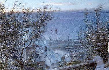 Photo of "VIEW FROM THE BALCONY - CLOVELLY, DEVON, ENGLAND" by ALBERT GOODWIN