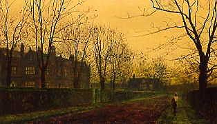 Photo of "A LANE IN AUTUMN, 1882." by JOHN ATKINSON GRIMSHAW