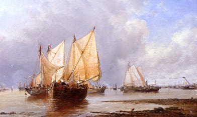 Photo of "FISHING BOATS OFF THE COAST, 1874" by JAMES WEBB