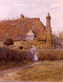 Photo of "WOMEN CHATTING OUTSIDE A COTTAGE" by HELEN ALLINGHAM