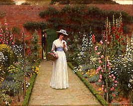 Photo of "THE ROSE GARDEN, 1906" by EDMUND BLAIR LEIGHTON