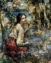 Photo of "A GIRL IN A BLUEBELL WOOD,1918" by EDWARD ATKINSON HORNEL