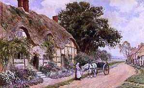 Photo of "WATERING BY A COTTAGE" by ARTHUR CLAUDE STRACHAN