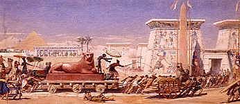 Photo of "HAULING A LION STATUE TO THE TEMPLE. ANCIENT EGYPT" by SIR EDWARD JOHN POYNTER