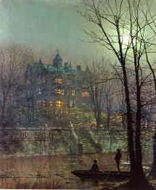 Photo of "KNOSTROP OLD HALL, LEEDS, ENGLAND, 1883 (PUNTING)" by JOHN ATKINSON GRIMSHAW