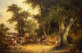 Photo of "A GYPSY ENCAMPMENT BY A WOODED LANE" by WILLIAM SNR. SHAYER