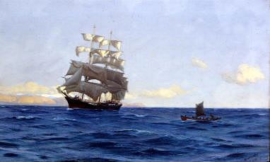 Photo of "A PILOT APPROACHING A BARQUE OFF COQUIMBO,CHILE" by THOMAS JACQUES SOMERSCALES