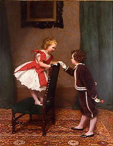 Photo of "MISS LILY'S FIRST FLIRTATION,1867" by JAMES HAYLLAR