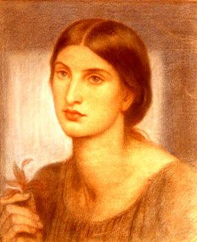 Photo of "STUDY OF A GIRL HOLDING A LEAF" by DANTE GABRIEL ROSSETTI