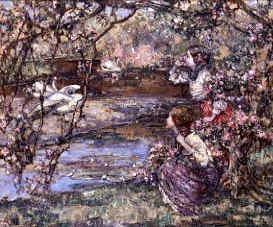 Photo of "UNDER THE BLOSSOM BY THE RIVERSIDE" by EDWARD ATKINSON HORNEL