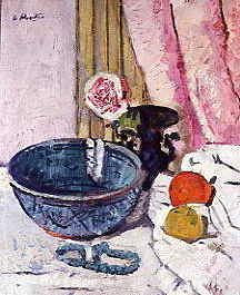 Photo of "STILL LIFE OF CARNATION AND A GREEN BOWL" by GEORGE LESLIE HUNTER