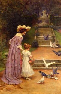 Photo of "FEEDING THE PIGEONS" by GEORGE SHERIDAN KNOWLES