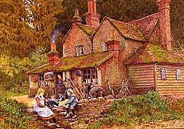 Photo of "FEEDING THE CATS OUTSIDE A COTTAGE" by WILLIAM BISCOMBE GARDNER