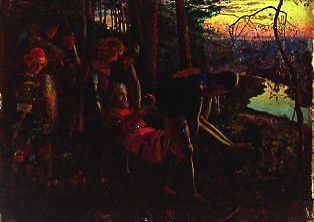 Photo of "KING ARTHUR CARRIED TO THE LAKE" by Arthur Hughes