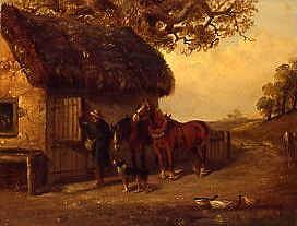 Photo of "HORSES OUTSIDE THEIR STABLE." by THOMAS SMYTHE