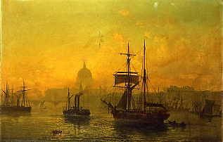 Photo of "THE POOL OF LONDON, ST. PAULS IN THE DISTANCE" by CHARLES JOHN (REVIVED C' DE LACEY