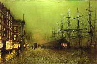 Photo of "SHOPS AND SHIPS, CLYDESIDE, GLASGOW, 1887" by JOHN ATKINSON GRIMSHAW
