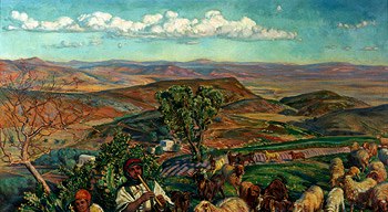 Photo of "PLAIN OF ESDRAELON FROM HEIGHTS ABOVE NAZARETH, ISRAEL" by WILLIAM HOLMAN HUNT