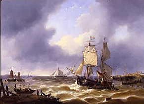 Photo of "A COASTAL SCENE." by LOUIS CHARLES VERBOECKHOVN