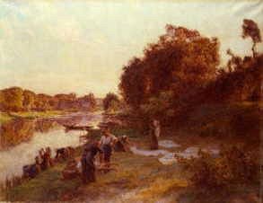 Photo of "WASHERWOMEN ON THE BANKS OF THE MARNE, FRANCE" by LEON L'HERMITE