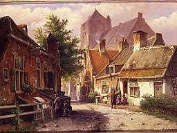 Photo of "OORSCHOT, FIGURES IN A SUNLIT STREET" by WILLEM KOEKKOEK