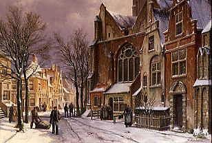 Photo of "ZUTPHEN- A STREET SCENE IN WINTER" by WILLEM KOEKKOEK