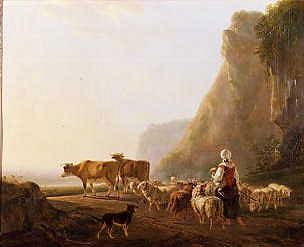 Photo of "A SHEPHERDESS WITH HER FLOCK" by JACOB VAN STRY
