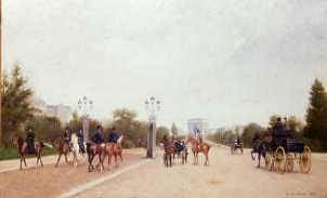 Photo of "PARIS, RIDERS ON THE AVENUE FOCH" by EDMOND GEORGES GRANDJEAN