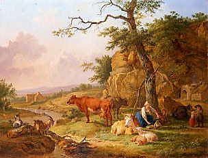 Photo of "A PASTORAL LANDSCAPE." by BALTHASAR PAUL OMMEGANCK