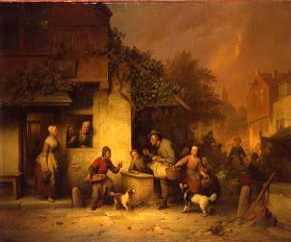 Photo of "A MARKET OUTSIDE AN INN, 1853" by FERDINAND DE BRAEKELEER