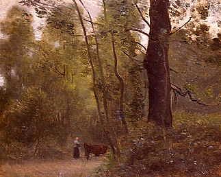 Photo of "SOUS-BOIS (UNE PAYSANNE AVEC SA VACHE)" by JEAN BAPTISTE CAMILLE COROT