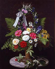 Photo of "STILL LIFE OF FLOWERS IN BASKET, 1885" by OTTO DIDRIK OTTESEN