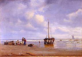 Photo of "DANISH FISHERMEN TAKING OUT THEIR BOAT, 1853" by CARL NEUMANN