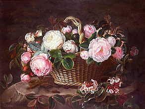 Photo of "STILL LIFE OF ROSES & HONEYSUCKLE" by JOHAN LAURENTS JENSEN
