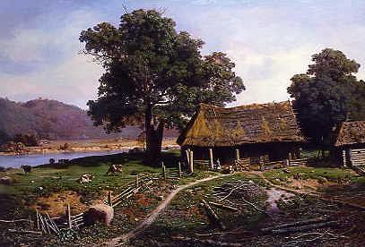 Photo of "A RIVERSIDE FARMSTEAD" by BARON MIKHAIL KONSTANTIN KLODT