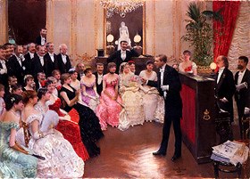 Photo of "COQUELIN RECITING IN PARIS SALON" by JEAN BERAUD