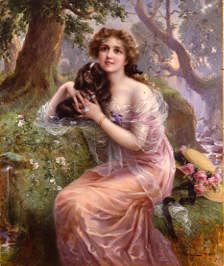 Photo of "YOUNG GIRL AND SPANIEL" by EMILE VERNON